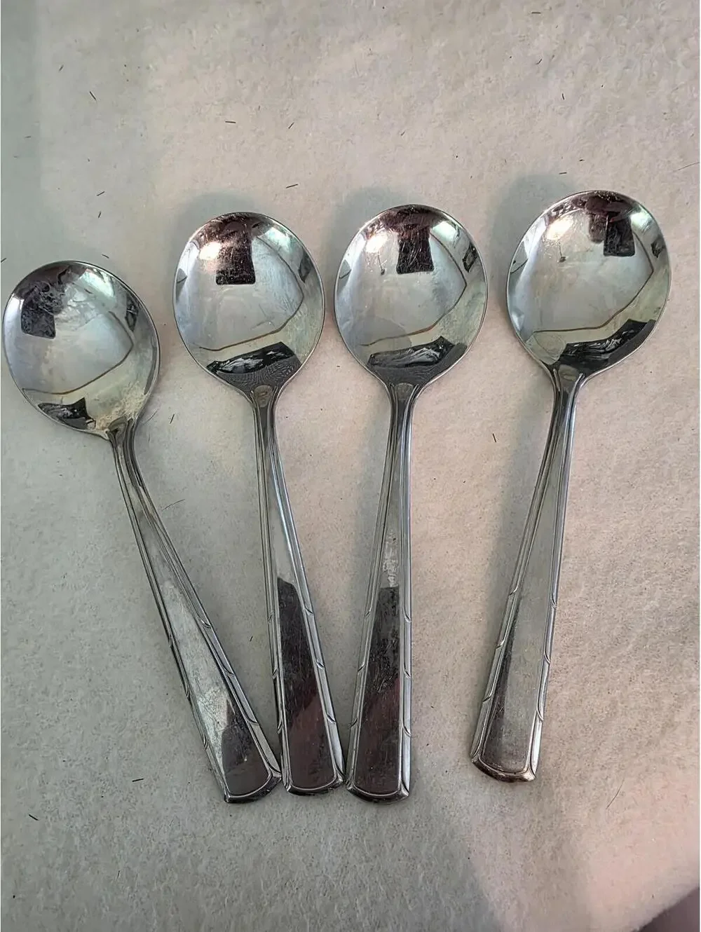 Imperial Lady Duff Stainless Oval Soup Spoons Set 4 IMILAD Discontinued Flatware